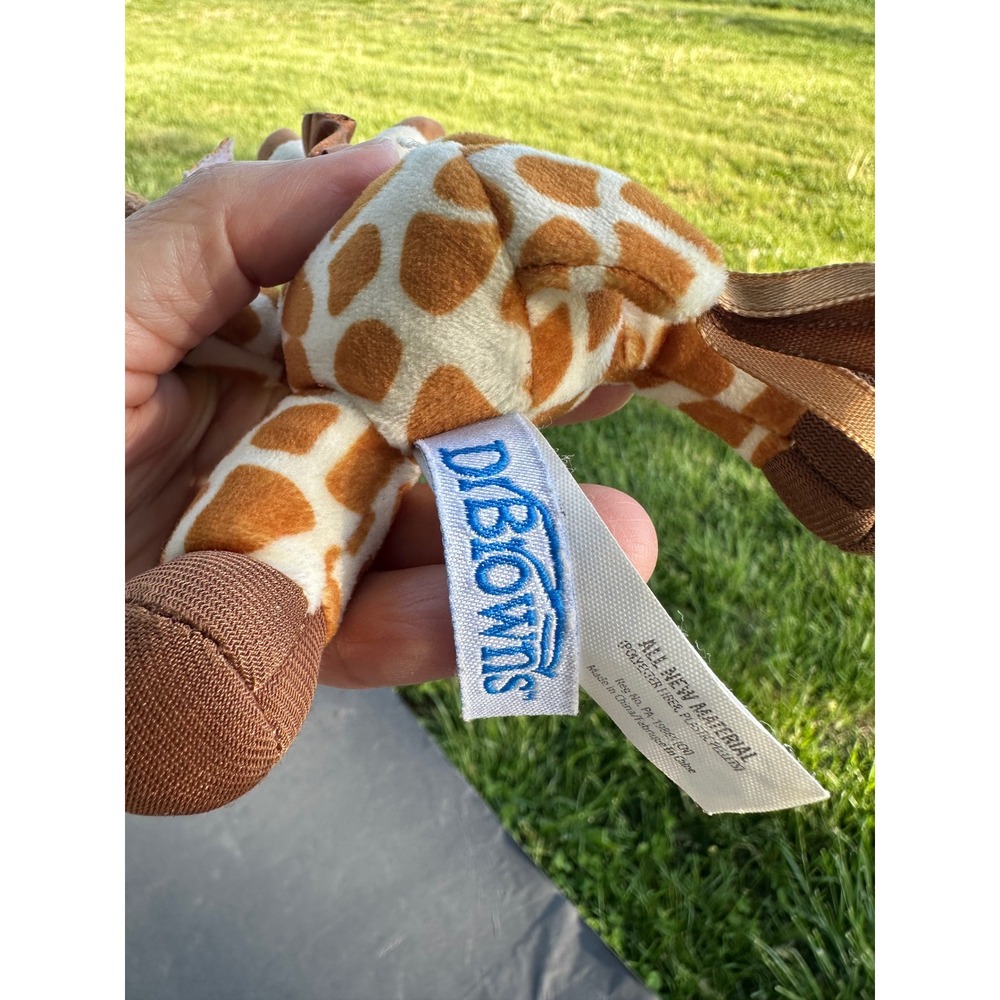 Dr. Browns Lovey Pacifier Holder Plush Giraffe Stuffed Animal Brown Tan Spotted - Picture 4 of 7
